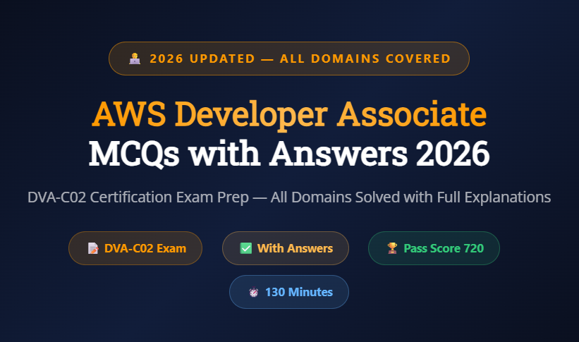 AWS Developer Associate MCQs with Answers - infographic - Mcqstop