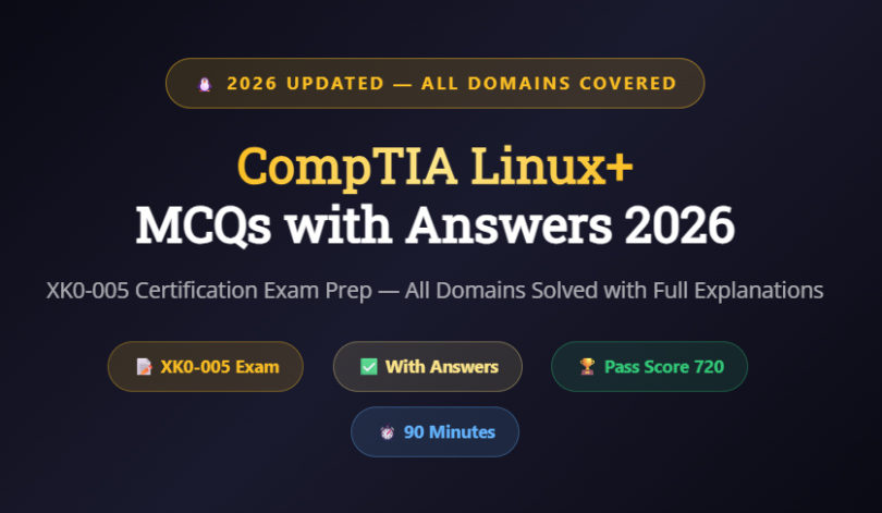 CompTIA Linux+ MCQs with Answers - Feature Image - mcqstop