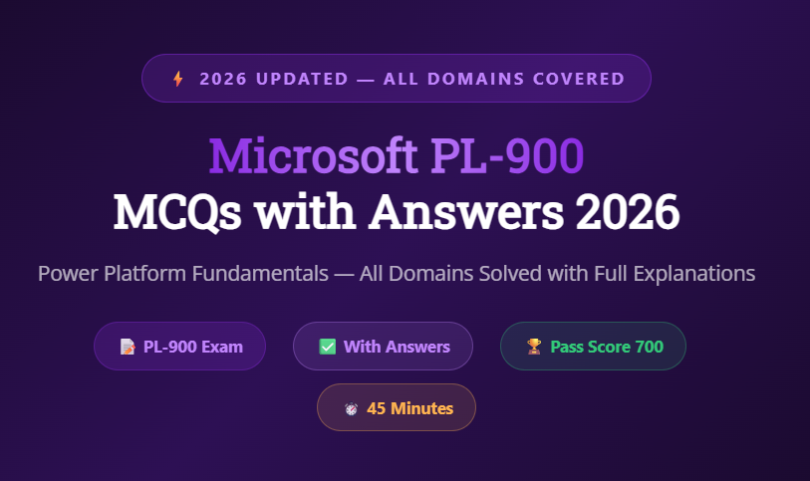 Microsoft PL-900 MCQs with Answers - Feature Image -mcqstop