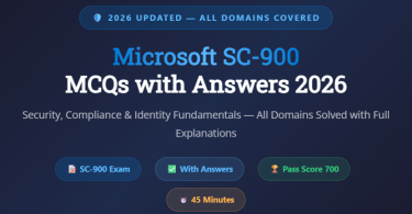 Microsoft SC-900 Security Compliance Identity MCQs with Answers 2026 - Feature Image - mcqstop.com