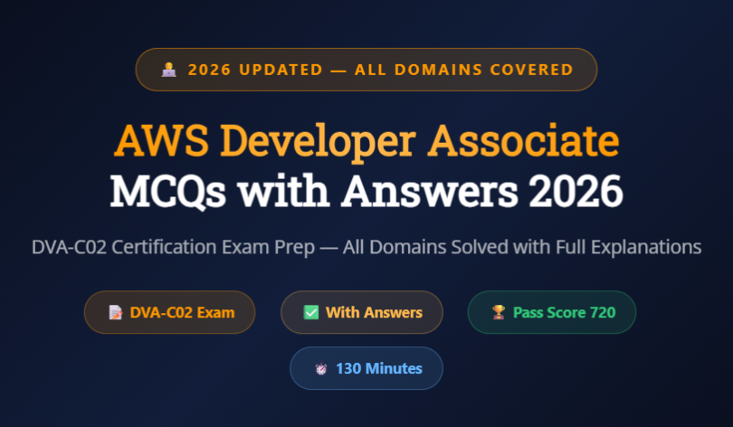 AWS Developer Associate MCQs with Answers - Featureimage - Mcqstop