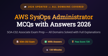 AWS SysOps Administrator Associate SOA-C02 MCQs with Answers 2026 - Featureimage - mcqstop.com
