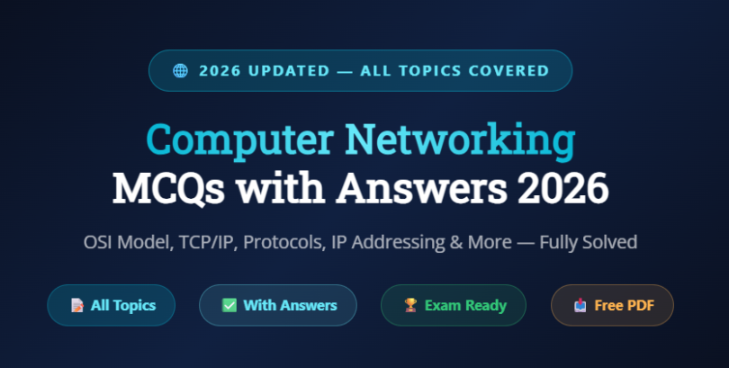 Computer Networking MCQs with Answers 2026 - Featureimage - mcqstop.com