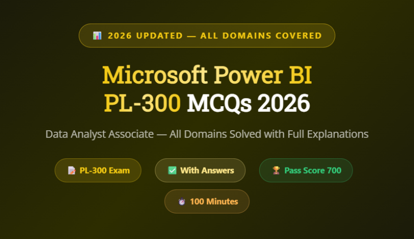 Microsoft Power BI PL-300 MCQs with Answers -Featureimage-mcqstop