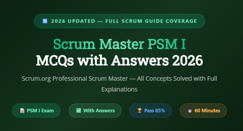 Scrum Master PSM I MCQs with Answers -Featureimage-mcqstop