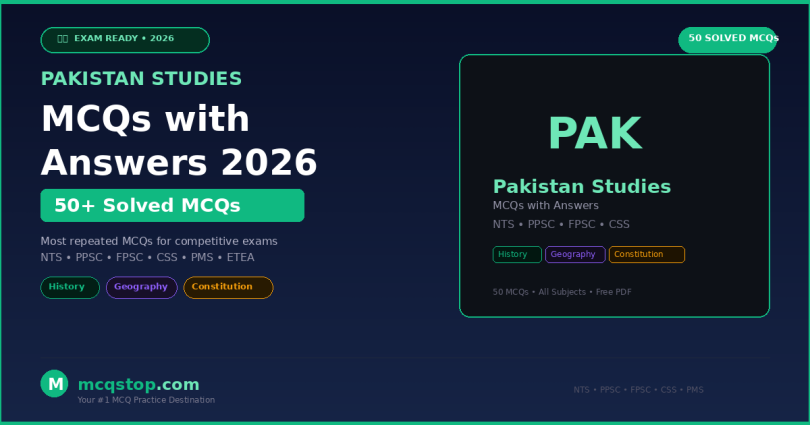 Pakistan Studies MCQs with Answers