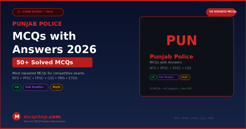 Punjab Police Constable MCQs with Answers